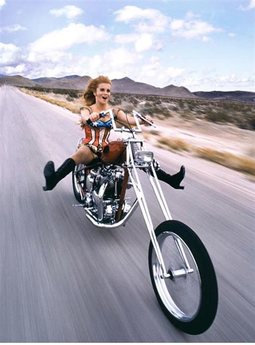 Ann-Margret on a chopper motorbike,1971 from Tristans Gallery 