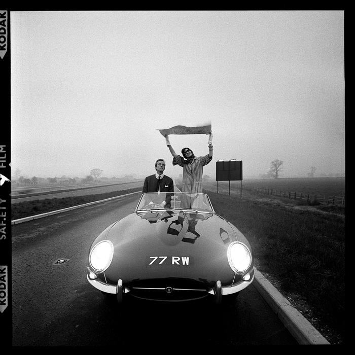 E Type Jaguar on Newly Opened M1 Motorway 1961 